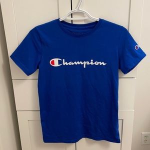 Blue Champion T-Shirt/Tee with Red/White detailing